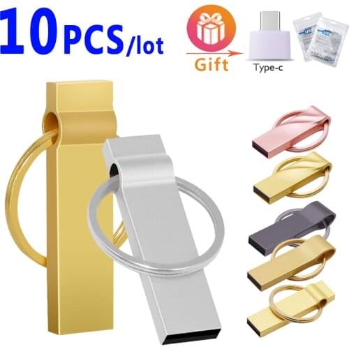 10pcs/lot Metal Flash Drive Ultra High Quality 32GB Pen DriveMetal USB Flash Drive 32GB 64GB 128GB Pen Drive 2.0 Memory Stick