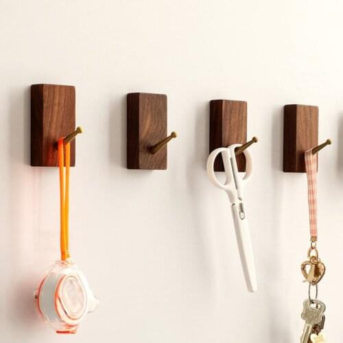 Nordic Solid Wood Brass Coat Hook Wall-mounted Hanger Organizer Tools Sundries Rack Utilities Furniture Decoration
