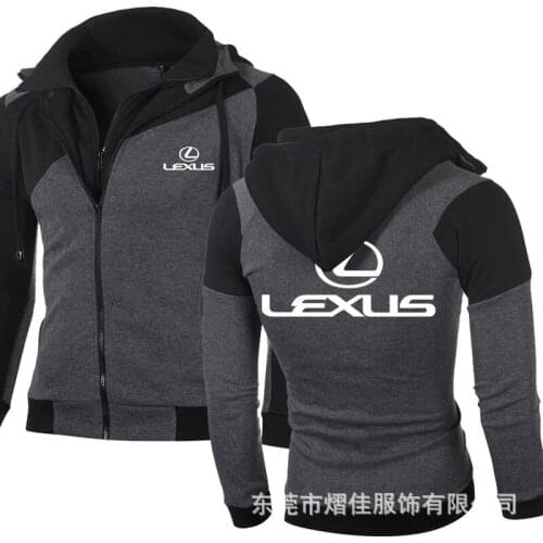 Spring Autumn New Mens Fashion for Lexus Casual Sweatshirt Sportswear Casual Jacket Coat Hip Hop Double Zipper Cotton Hoodie Y