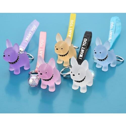 New Acrylic Animal Couple BagKeychain Pendant Birthday gifts French Pitbull Cartoon Frosted Bull Shiba Inu Doll Car Keychain