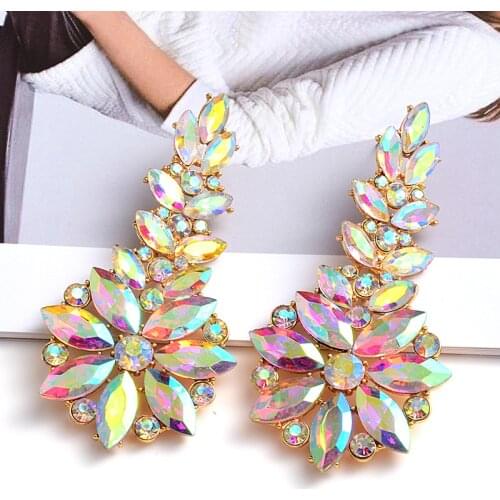 New Full Rhinestone Drop Earrings For Women Elegant Shiny Fashion Chic Dangle Earring Jewelry Gift Wholesale