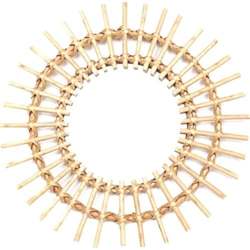 Wicker Willow Mirror Makeup Mirror Wall Mounted Home Decoration Hanging Ornament WXV Sale