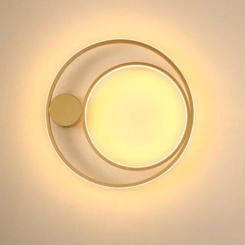 Nordic Simple Gold And Black LED Wall Lamp For Hotel Bedside Living Room Personalized Geometry Light Fixture