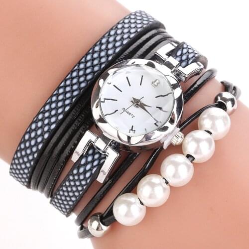Drop Shipping Women Bracelet Pearls Wrist Watch Luxury Casual Ladies Quartz Watch Clock Relogio Feminino