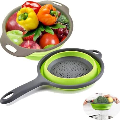 Silicone Collapsible Sink Strainer Vegetable Fruit Drainer Basket Kitchen Colander Space Saving Washing Strain Rack Storage Tool