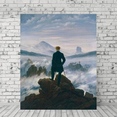 The Wanderer on the sea mist famous painting Caspar David Friedrich the Wanderer famous canvas painting home decor poster