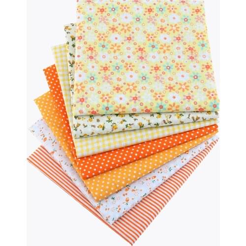 Nanchuang 7pcs/Lot Yellow Thin Cotton Fabric Low Density Patchwork Cloth DIY Handmade Sewing Tissue Needlework Pattern 50x50cm