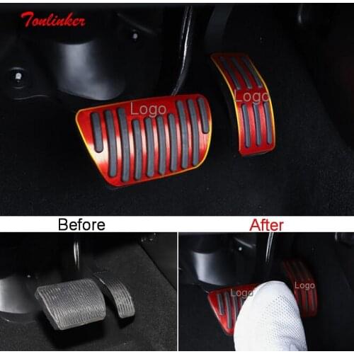 Tonlinker Interior Car Gas/Brake Panel Cover Sticker For GWM HAVAL H6 2021 Car Styling 2 PCS Stainless Steel Cover Stickers
