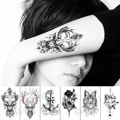Waterproof Temporary Tattoo Sticker deer head wolf moon flower small size art tatoo fake tatto flash tattoos for men women