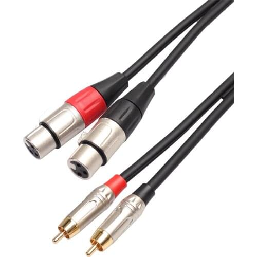 High quality dual RCA revolution to dual XLR female mixer HIFI power amplifier lotus to fully balanced audio cable