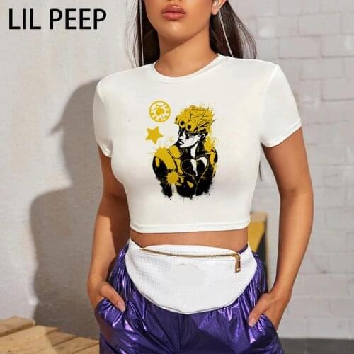 JoJo Bizarre Adventure Anime t-shirts Summer Casual Short Sleeve T-Shirt womans Funny Printing crop tops cool T Shirt