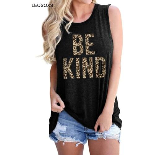 Womens Clothes Summer 2021 New Leopard Print Letter Round Neck Sleeveless T-shirt Loose All-match Vest Tops