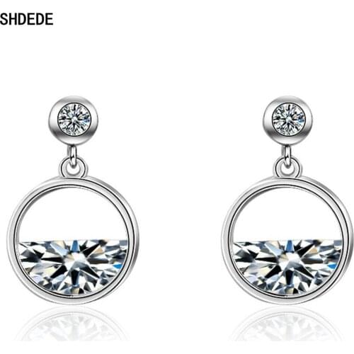 SHDEDE Round Drop Earrings For Women Embellished With Crystals From Swarovski Ear Pendant Fashion Jewelry Wedding Gift -X540