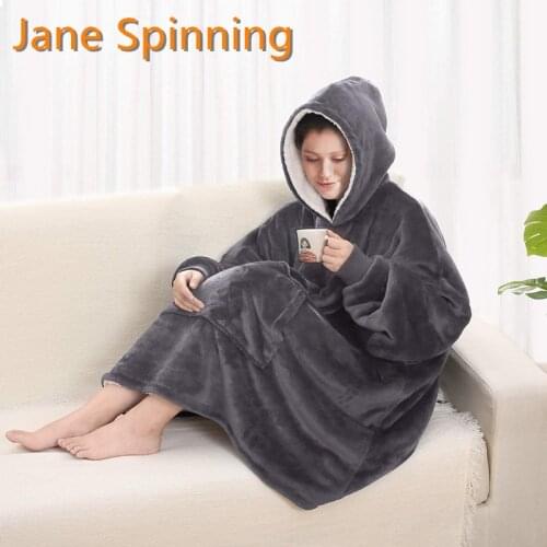 Jane Spinning Winter Warm Pocket Hooded Blankets AA01