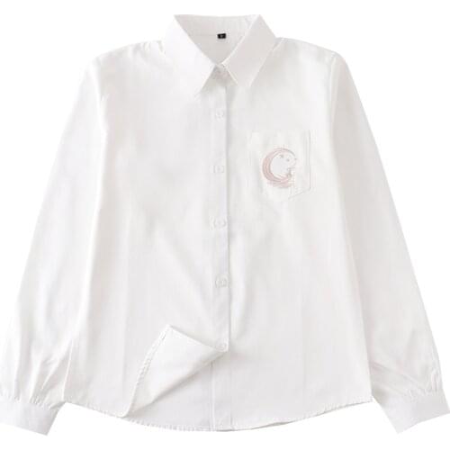 2021 Women T Shirt Harajuku Vintage Black White Long Short Sleeve Solid Shirt Oversize Plus Size Turn Down Collar JK Tops Female