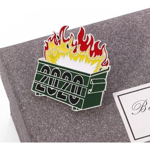 Dumpster Fire 2020 hard enamel pin badge brooch