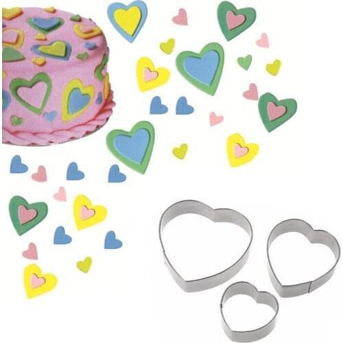 3pcs/set Stainless Steel Love Heart Candy Biscuit Jelly Cookie Cutters Fondant Cake Decorating Tools