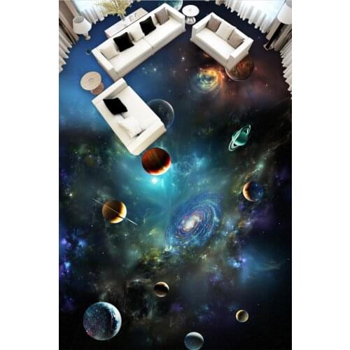 Starry Planet 3D Stereo Painting Floor Painting 3D Flooring Mural Wallpaper Stereoscopic PVC Waterproof Self-adhesive 3D Floor