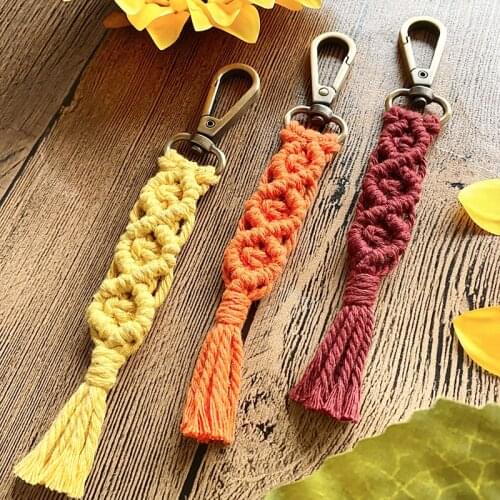 8Woven Macrame Key Chain Accessories Clip for Women Exquisite Handmade Bohemian Multi Colors Tassel Key Ring Charm Holiday Gift