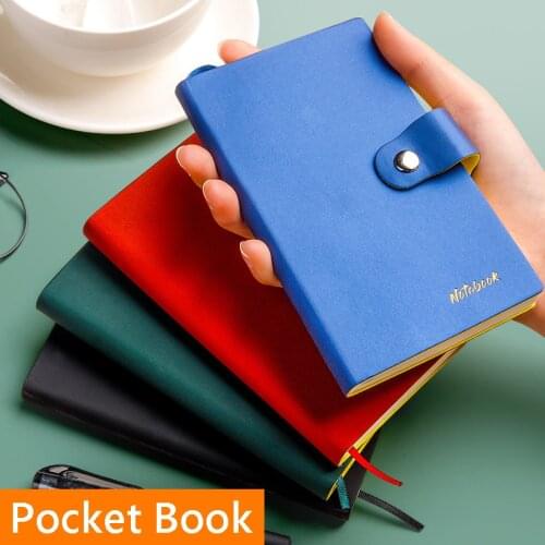 96 Sheets Kawaii Portable Notebook And Journal Mini A7 PU Leather Mini Pocket Notebooks Planner School Diary Notepad Stationery