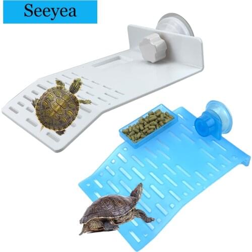 Turtle Floating Basking Terrace Floating Island Tortoise Climbing Ladder Aquarium Suction Acrylic Board for Reptile Play Rest