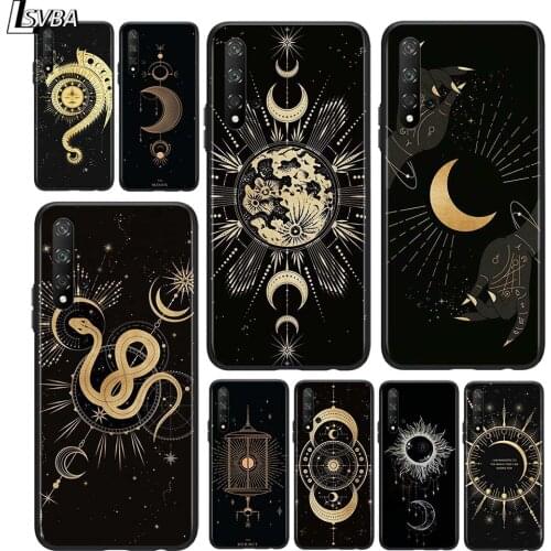 Art Sun Flowers Snake Moon for Huawei Honor 9X Lite 8X 9S 9A 9C 30 20 10i 20 10 10i 9 Lite 8C 8A 7C 7A Pro Black Phone Case