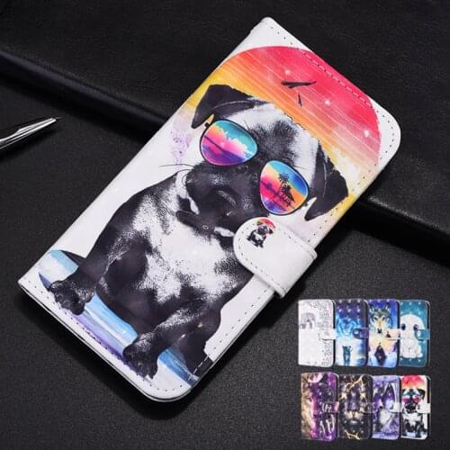 Coque Leather Case For Samsung Galaxy S10 S20 Plus Ultra E Lite 3D Pattern Animal dog butterfly lion wolf Flip Back Book Cover