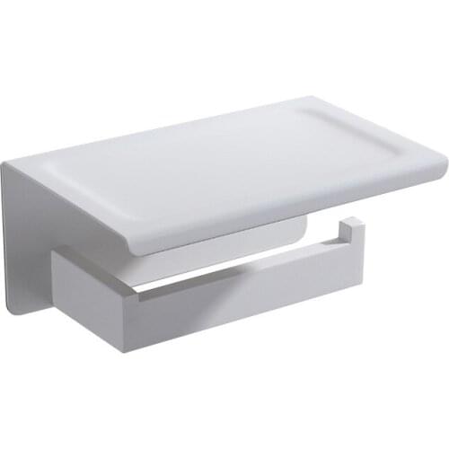 White &Mirror Chrome Polished & Black & Brushed Stainless Steel Toilet Paper Holder Top Place Things Platform 4 Choices MJ
