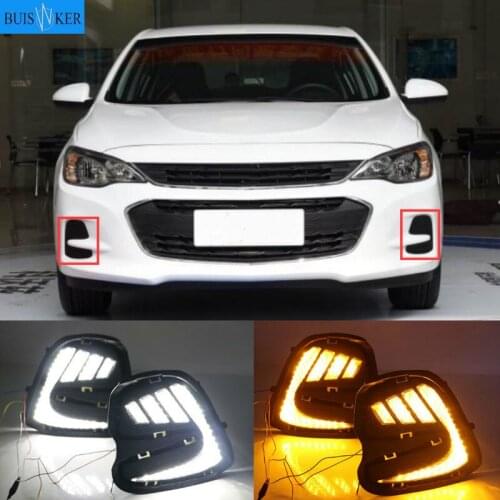 2PCS LED DRL For Chevrolet Cavalier 2016 2017 2018 Daytime Running Lights Turn Signal Fog Lamp Cover