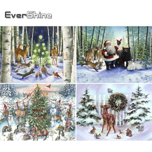 Evershine 5D Diamond Painting Christmas Deer Mosaic Art Diamond Embroidery Cartoon Picture Of Rhinestone Santa Claus Home Decor