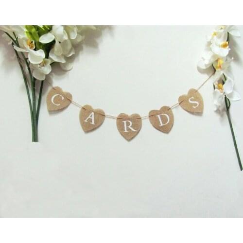Cards Garland Jute Fabric Bunting Banner Flags vintage Wedding Party Burlap Banners Rustic Wedding Decoration Photo Prop