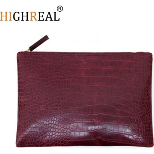 HIGHREAL Fashion Crocodile Pattern Womens Bag Brand Design Envelope Day Clutch Bag PU Leather Big Purses and Handbags Dropship
