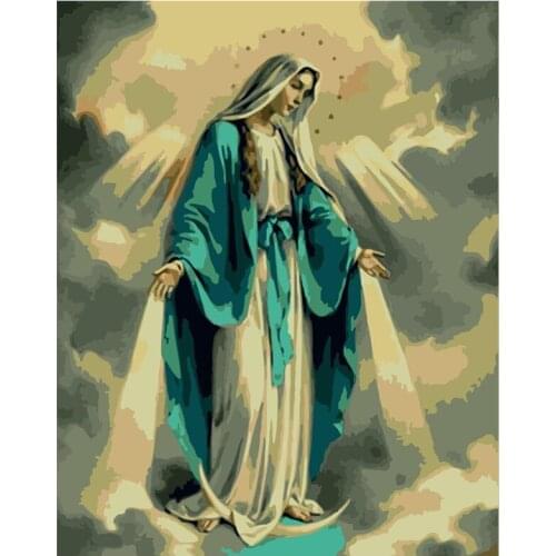 Painting By Numbers DIY DropshippingBig size Great and kind of the Virgin Figure Acrylic House Decoration Art picture Gift