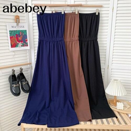 2021 New Summer Fashion All-match slash neck sleeveless off shoulder Jumpsuit high waist slim casual wide leg Jumpsuit