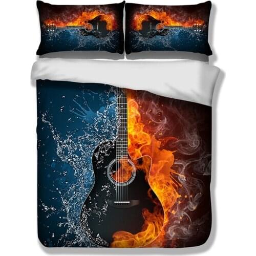 Bass Guitar Bedding Set 3D Printed Duvet Cover Fire And Water Football Bedclothes Sport style Quilt Cover sets Home Textiles