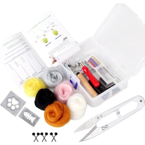 LMDZ Felting Kit, Needle Felt Supplies, Needle Felting Starter Kit with Roving Wool, Needle Felting Needle, Wooden Handle