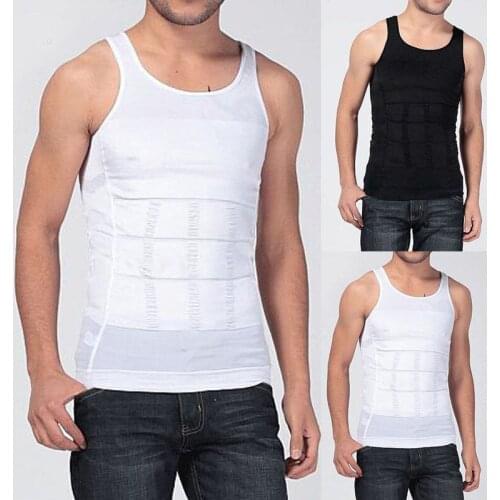 Men Tank Solid Color Body Slimming Shaper Vest Men Belly Waist Girdle Tops Body Shapewear2 Color Plus Size