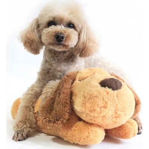 Cute Heartbeat Puppy Behavioral Training Toy Plush Pet Snuggle Anxiety Relief Sleep Aid Doll Durable Dog Chew Toys MUMR999