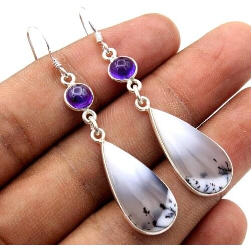 Fashon Women Jewelry Drop Imatition Opal Dangle Earrings Bridal Wedding Engagement Set Gifts