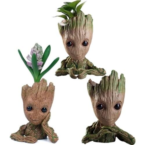 Cartoon Tree Man Groot Aquarium Plant Bonsai Garden Pot Stone Decoration Fish Tank Ornament Rock Cave Aquarium Accessories