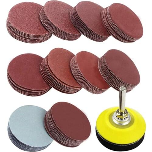 2 Inches 100pcs Sanding Discs Pad Kit with Backer Plate 1/4 Inch Shank 80-3000 Grit Sandpaper for Drill Grinder Rotary Tools
