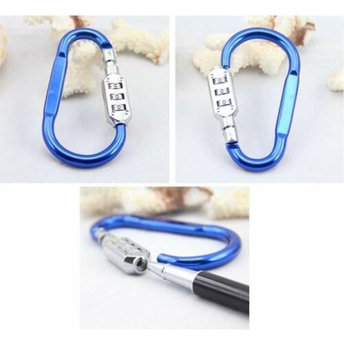 Outdoor Hiking Bag Luggage Security Carabiner Lock 3 Dial Password Padlock Tool Portable Luggage Zinc Alloy Security Lock