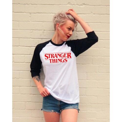 2018 New Fashion Stranger Things Print Funny Fitness Women T-Shirt Character Design T Shirts Summer Hipster TopsTees Long Sleeve