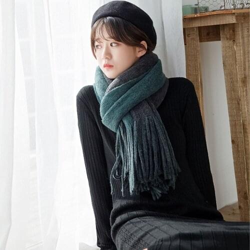 Autumn Winter Double Sides Girls Scarf Thick New Cashmere Women Shawl Solid Color Female Pashmina Warm Student Foulard Femme