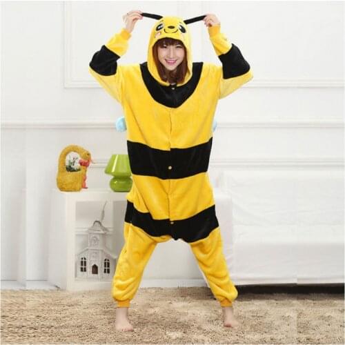 Panda Adults Pajamas Women Flannel Sleepwear Unisex Cute Unicorn Stitch Bee Cartoon Animal Pajama Set Kids Pyjamas