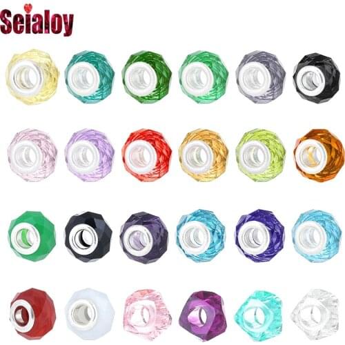 Seialoy Colorful Acrylic Large cut surface Beaded Charm Fit Original Bracelet & Bangle For Women Girls Jewelry Accessories Beads