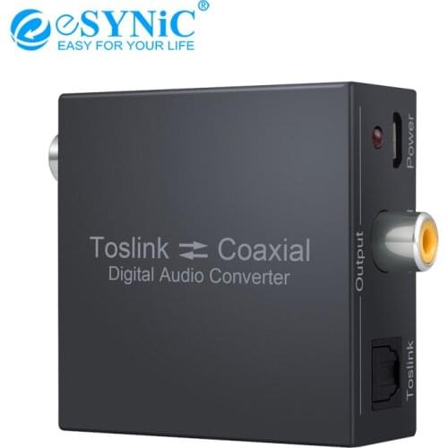 ESYNiC DAC Digital Audio Converter SPDIF & Coaxial Converter Optical to Coaxial Coaxial to Optical Bi-directional Swtich Adapter