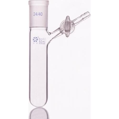 Reaction tube with glass valve and standard gr mouth,Capacity 50ml and joint 24/40,High borosilicate glass