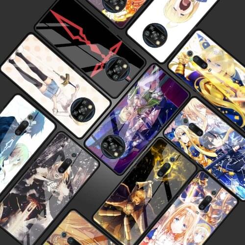 Fate Zero Stay Night Saber Glass Phone Case for Xiaomi Redmi Note 9S 8 Mi Poco X3 NFC 9 10T Pro 5G 8T 7 9T 10 Lite 9C K40 Cover
