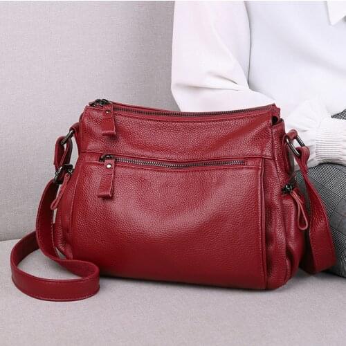 Genuine Leather Large capacity ladys single shoulder bag Crossbody Bag cow Messenger bags handbag for women